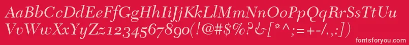 TycoonOldstyleSsiItalicOldStyleFigures Font – Pink Fonts on Red Background