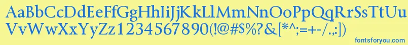 ByingtonrgRegular-Schriftart – Blaue Schriften auf gelbem Hintergrund
