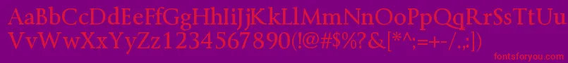 Czcionka ByingtonrgRegular – czerwone czcionki na fioletowym tle