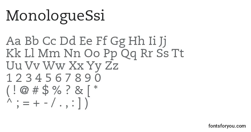 A fonte MonologueSsi – alfabeto, números, caracteres especiais