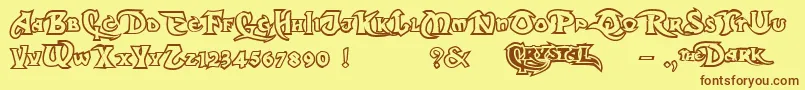 フォントDcO – 茶色の文字が黄色の背景にあります。