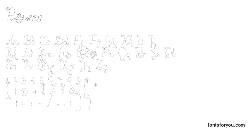 Шрифт Rosew – алфавит, цифры, специальные символы