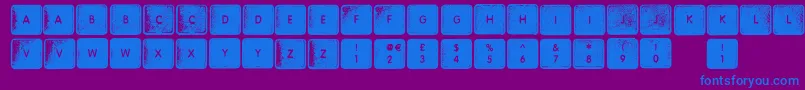 WhereMyKeys-fontti – siniset fontit violetilla taustalla