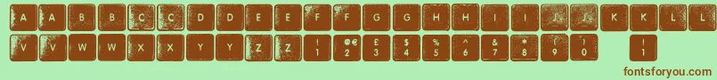 WhereMyKeys-fontti – ruskeat fontit vihreällä taustalla