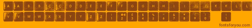 WhereMyKeys-Schriftart – Braune Schriften auf orangefarbenem Hintergrund