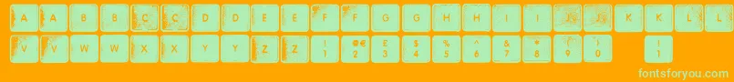 WhereMyKeys-Schriftart – Grüne Schriften auf orangefarbenem Hintergrund