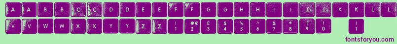 WhereMyKeys-Schriftart – Violette Schriften auf grünem Hintergrund