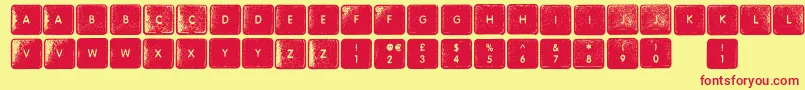 WhereMyKeys-fontti – punaiset fontit keltaisella taustalla