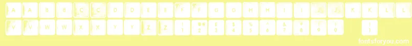 WhereMyKeys-fontti – valkoiset fontit keltaisella taustalla