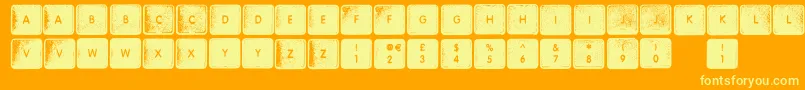 WhereMyKeys-Schriftart – Gelbe Schriften auf orangefarbenem Hintergrund