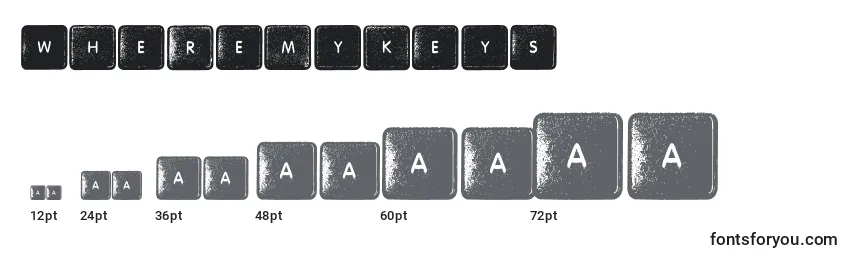 WhereMyKeys Font Sizes