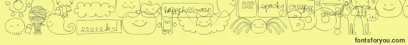 Więcej informacji o czcionce MtfSweetHalloweenDings Czcionka MtfSweetHalloweenDings – czarne czcionki na żółtym tle
