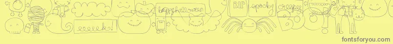 Weitere Informationen zur MtfSweetHalloweenDings-Schriftart MtfSweetHalloweenDings-Schriftart – Graue Schriften auf gelbem Hintergrund