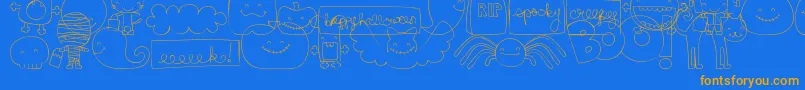 Fonte MtfSweetHalloweenDings – fontes laranjas em um fundo azul