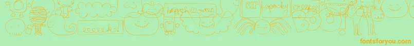 フォントMtfSweetHalloweenDings – オレンジの文字が緑の背景にあります。