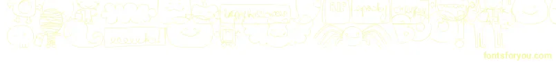 MtfSweetHalloweenDings-Schriftart – Gelbe Schriften auf weißem Hintergrund