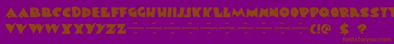 フォントDkViareggio – 紫色の背景に茶色のフォント