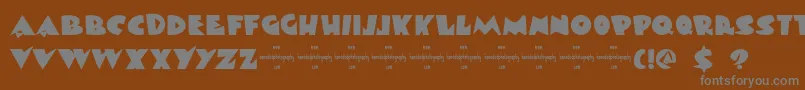 フォントDkViareggio – 茶色の背景に灰色の文字