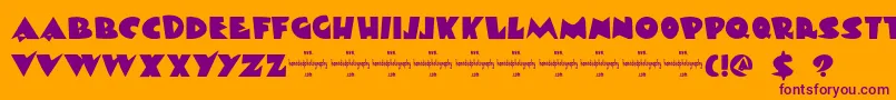 DkViareggio-Schriftart – Violette Schriften auf orangefarbenem Hintergrund