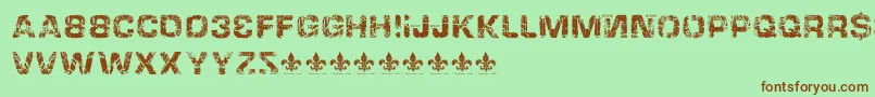 フォントHackingtrashedRegular – 緑の背景に茶色のフォント