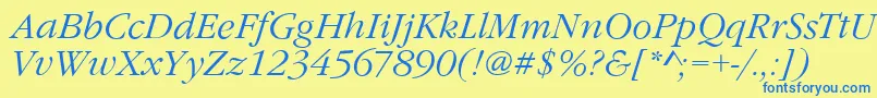 GarfeldNovaLightItalic Font – Blue Fonts on Yellow Background