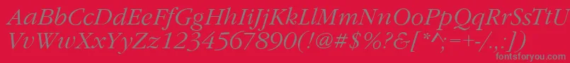 Fonte GarfeldNovaLightItalic – fontes cinzas em um fundo vermelho