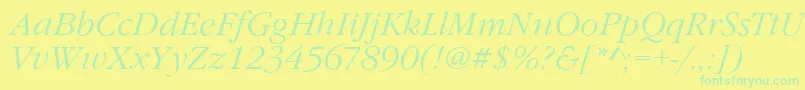 Шрифт GarfeldNovaLightItalic – зелёные шрифты на жёлтом фоне