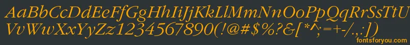 GarfeldNovaLightItalic-fontti – oranssit fontit mustalla taustalla