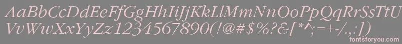 Fonte GarfeldNovaLightItalic – fontes rosa em um fundo cinza