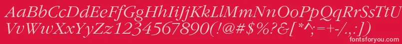 フォントGarfeldNovaLightItalic – 赤い背景にピンクのフォント