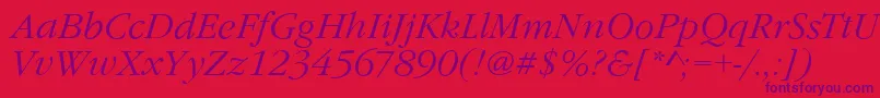 GarfeldNovaLightItalic Font – Purple Fonts on Red Background