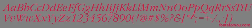 Fonte GarfeldNovaLightItalic – fontes vermelhas em um fundo cinza