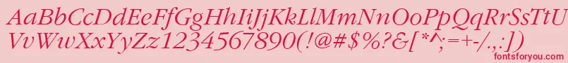 GarfeldNovaLightItalic Font – Red Fonts on Pink Background