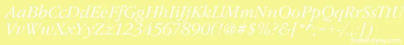 GarfeldNovaLightItalic Font – White Fonts on Yellow Background