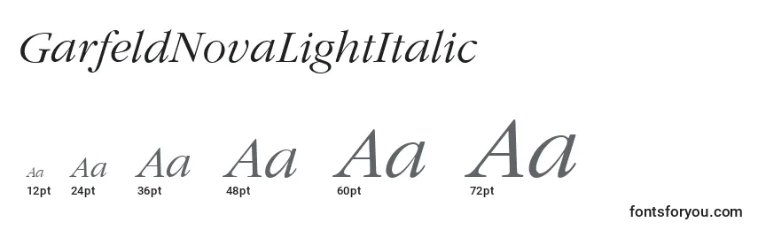 Размеры шрифта GarfeldNovaLightItalic