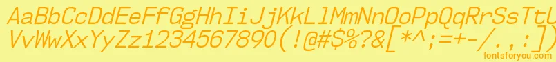 Nk57MonospaceScBkIt Font – Orange Fonts on Yellow Background