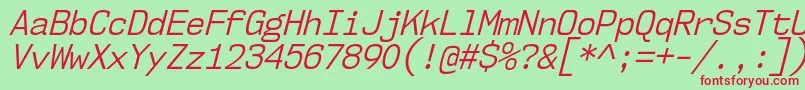 Nk57MonospaceScBkIt Font – Red Fonts on Green Background