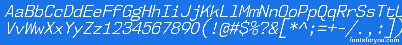 Nk57MonospaceScBkIt Font – White Fonts on Blue Background