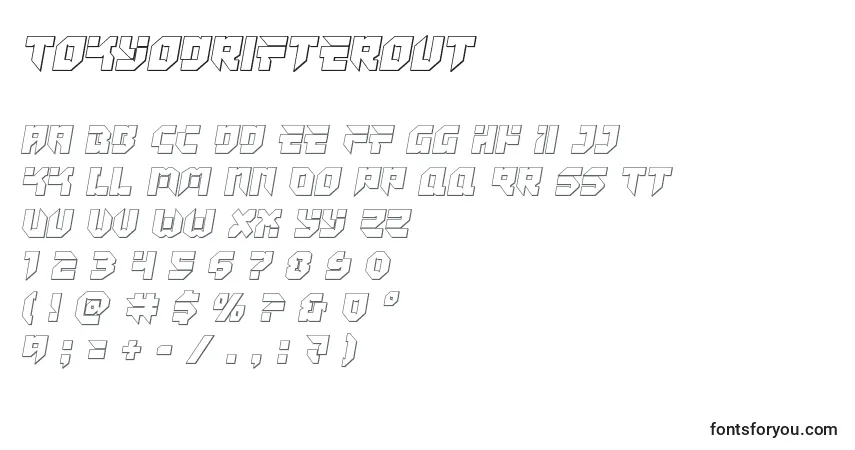Шрифт Tokyodrifterout – алфавит, цифры, специальные символы