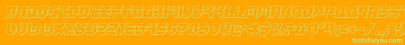 Tokyodrifterout-Schriftart – Grüne Schriften auf orangefarbenem Hintergrund