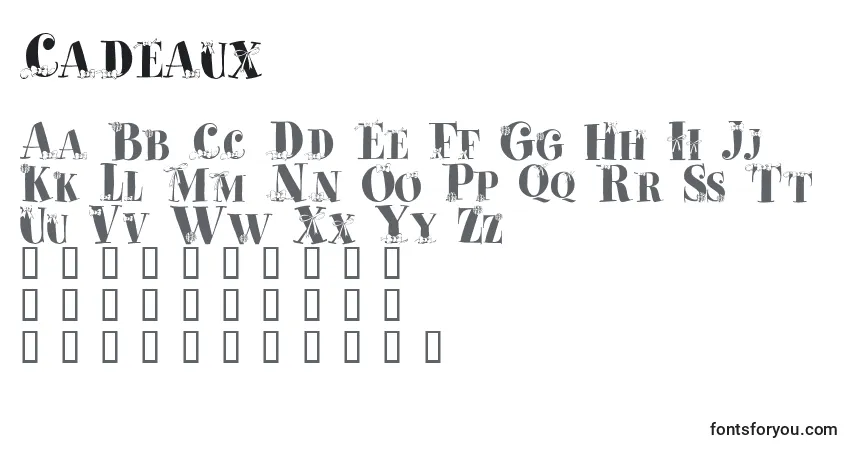 Schriftart Cadeaux – Alphabet, Zahlen, spezielle Symbole