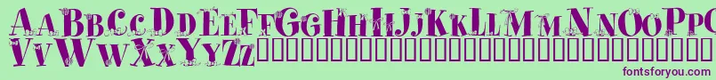 Cadeaux Font – Purple Fonts on Green Background