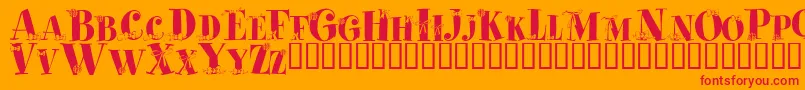 Cadeaux-Schriftart – Rote Schriften auf orangefarbenem Hintergrund