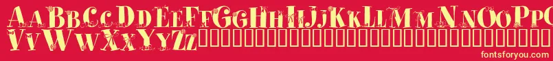 Fonte Cadeaux – fontes amarelas em um fundo vermelho