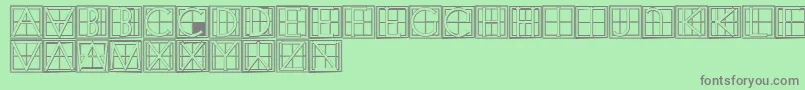 XperimentypothreeCSquare-fontti – harmaat kirjasimet vihreällä taustalla