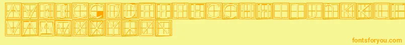 Fonte XperimentypothreeCSquare – fontes laranjas em um fundo amarelo