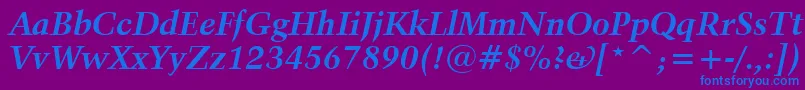 Kuenstler480BoldItalicBt-Schriftart – Blaue Schriften auf violettem Hintergrund