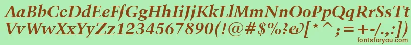 Kuenstler480BoldItalicBt Font – Brown Fonts on Green Background