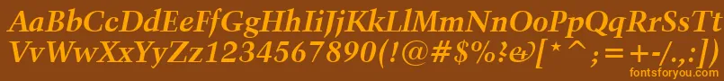 Kuenstler480BoldItalicBt Font – Orange Fonts on Brown Background