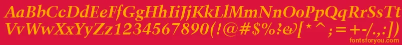 Kuenstler480BoldItalicBt Font – Orange Fonts on Red Background